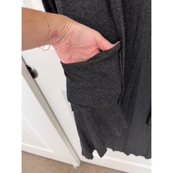 Joah Brown Double Pocket Ribbed Soleil Duster Cardigan Gray One Size - Picture 4 of 7